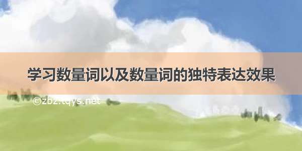 学习数量词以及数量词的独特表达效果