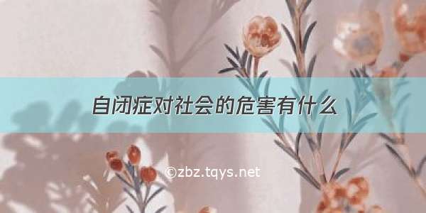 自闭症对社会的危害有什么