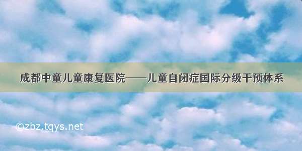 成都中童儿童康复医院——儿童自闭症国际分级干预体系