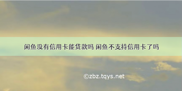 闲鱼没有信用卡能贷款吗 闲鱼不支持信用卡了吗