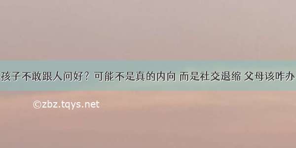 孩子不敢跟人问好？可能不是真的内向 而是社交退缩 父母该咋办