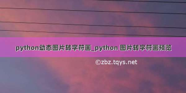 python动态图片转字符画_python 图片转字符画预览