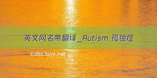 英文网名带翻译_Autism 孤独症