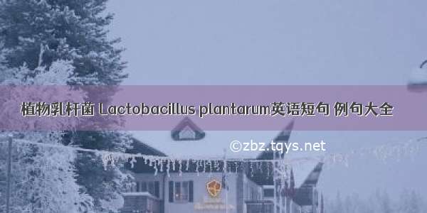 植物乳杆菌 Lactobacillus plantarum英语短句 例句大全