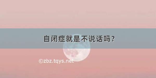 自闭症就是不说话吗？