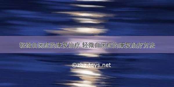 轻微自闭症的康复治疗 轻微自闭症的康复治疗方法