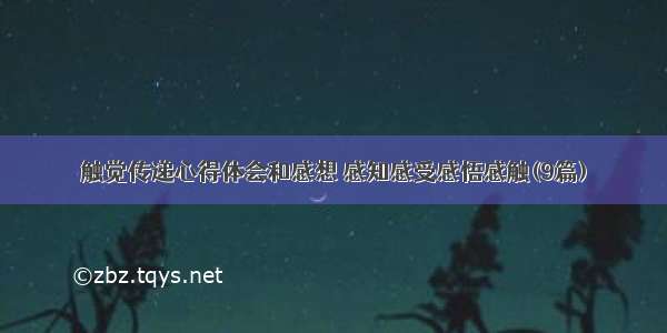 触觉传递心得体会和感想 感知感受感悟感触(9篇)