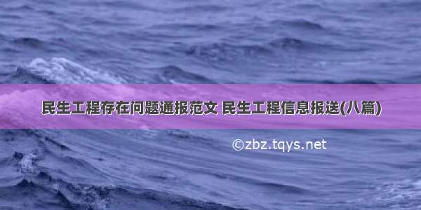 民生工程存在问题通报范文 民生工程信息报送(八篇)