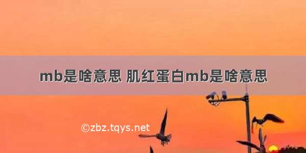 mb是啥意思 肌红蛋白mb是啥意思